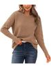 Autumn Winter Women's Sweater Long Sleeve Ribbed Knit Pullover Loose Round Neck Batwing Split Luxurious Relaxed-fit Slimming and Versatile Top