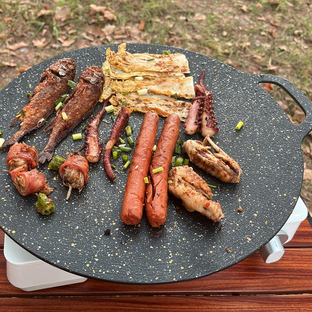 Aluminum Alloy Korean Grill Pan Nonstick Barbecue Pan Portable BBQ Grill Pan Home Cooking