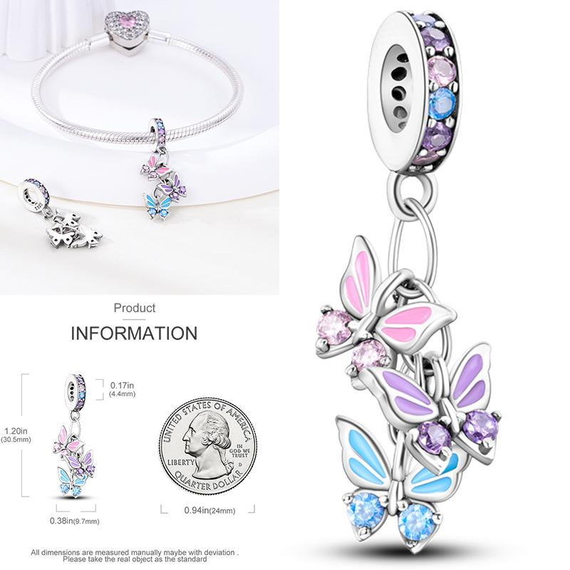 Copper Dragonfly Butterfly Pendant Charms Bead Fit Original Bracelet Bangle Women Jewelry Girl Making Beads