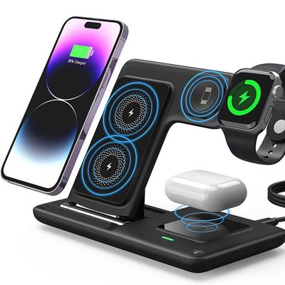 Compact 3-in-1 Wireless Charger for Apple 15, Dual Coil 15W Fast Charge, Foldable Design