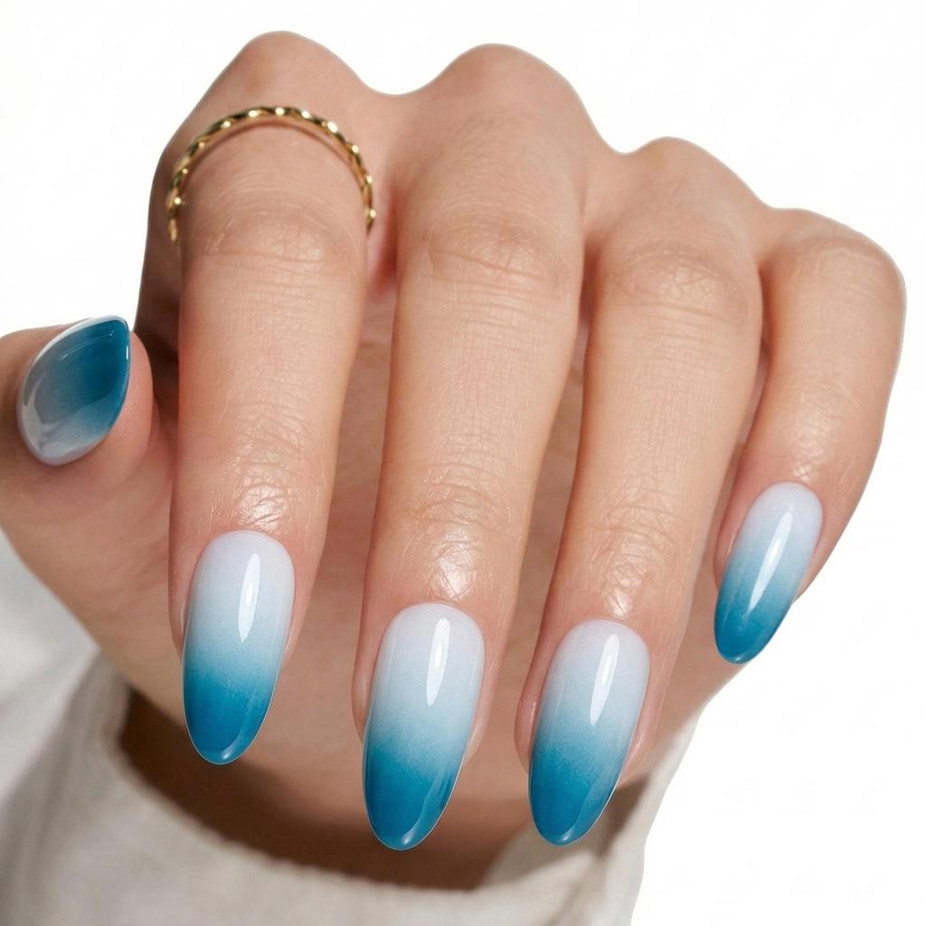 Hochwertige tragbare künstliche Nägel im Mandel-Nude-French-Stil – mittellange und lange Nagelspitzen