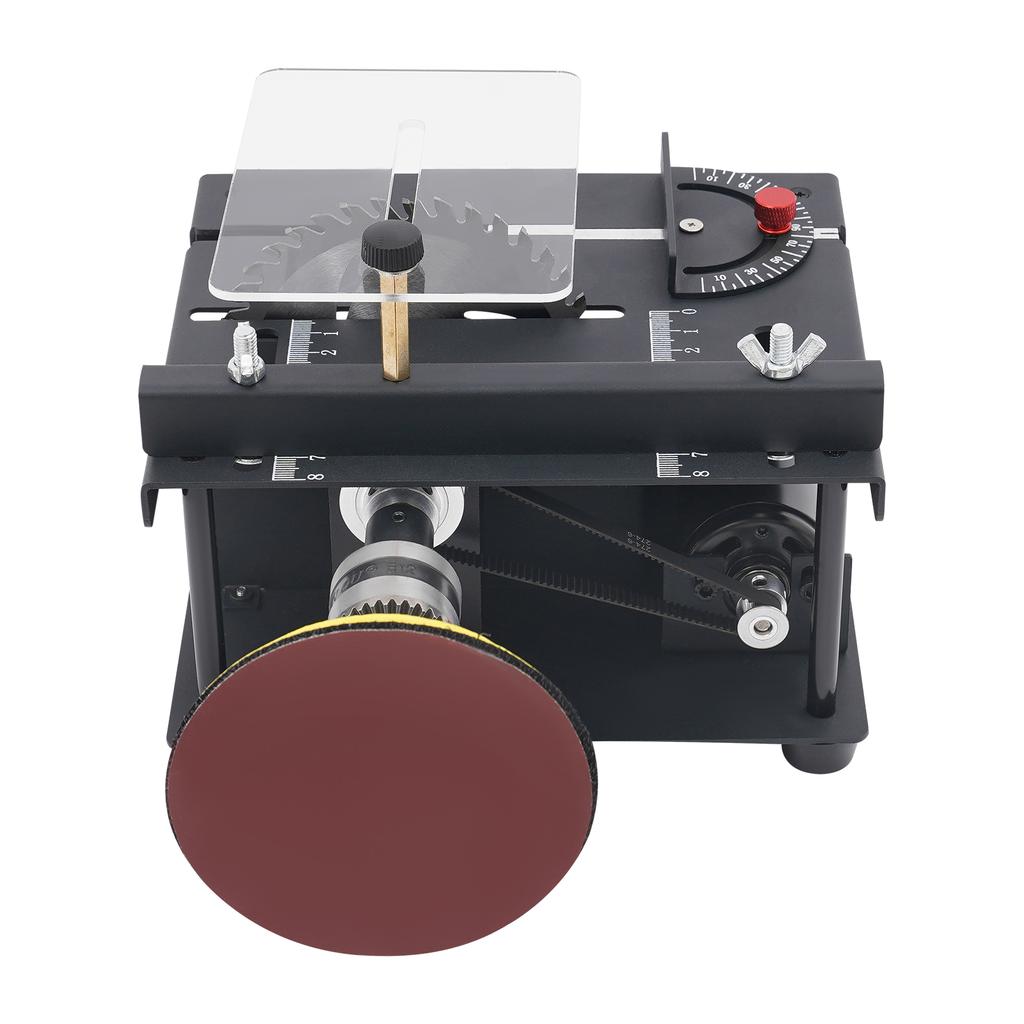 200W Mini Table Saw for Wood Craft, 10000RPM with Angle Guide & Polishing Disc, DIY Model Making & Precision Cutting Tool