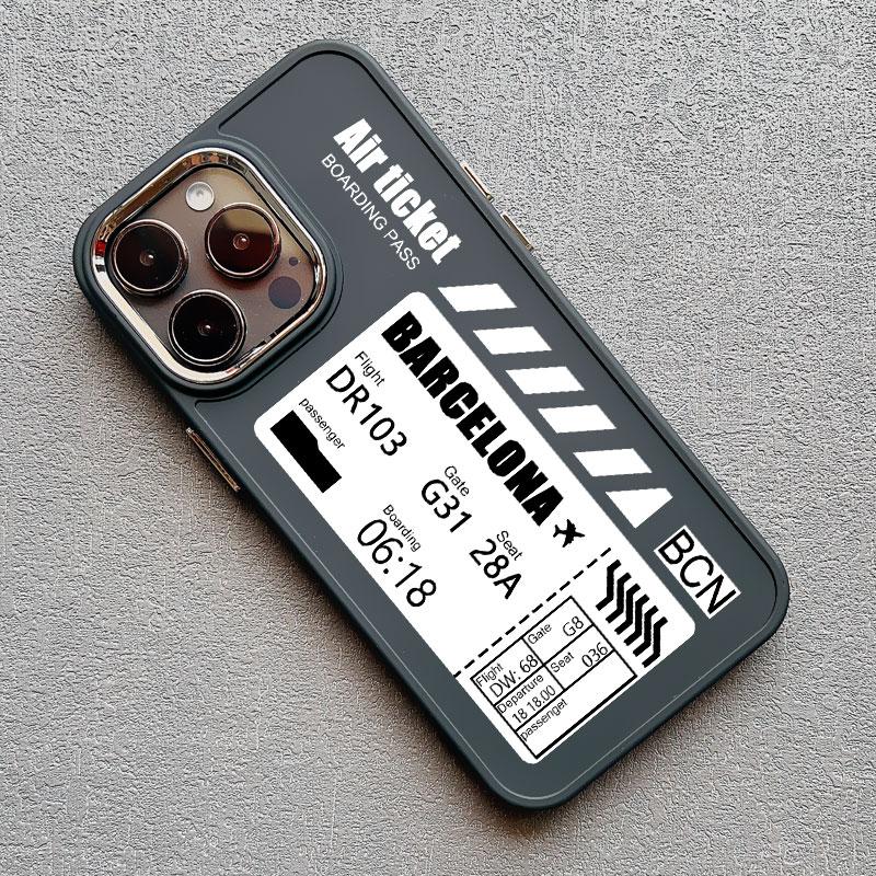 Hot Air Ticket Travel New York London Paris Label Phone Case for iPhone X XS XR 11 12 13 14 15 Pro Max 7 8 Plus Black Soft Cover