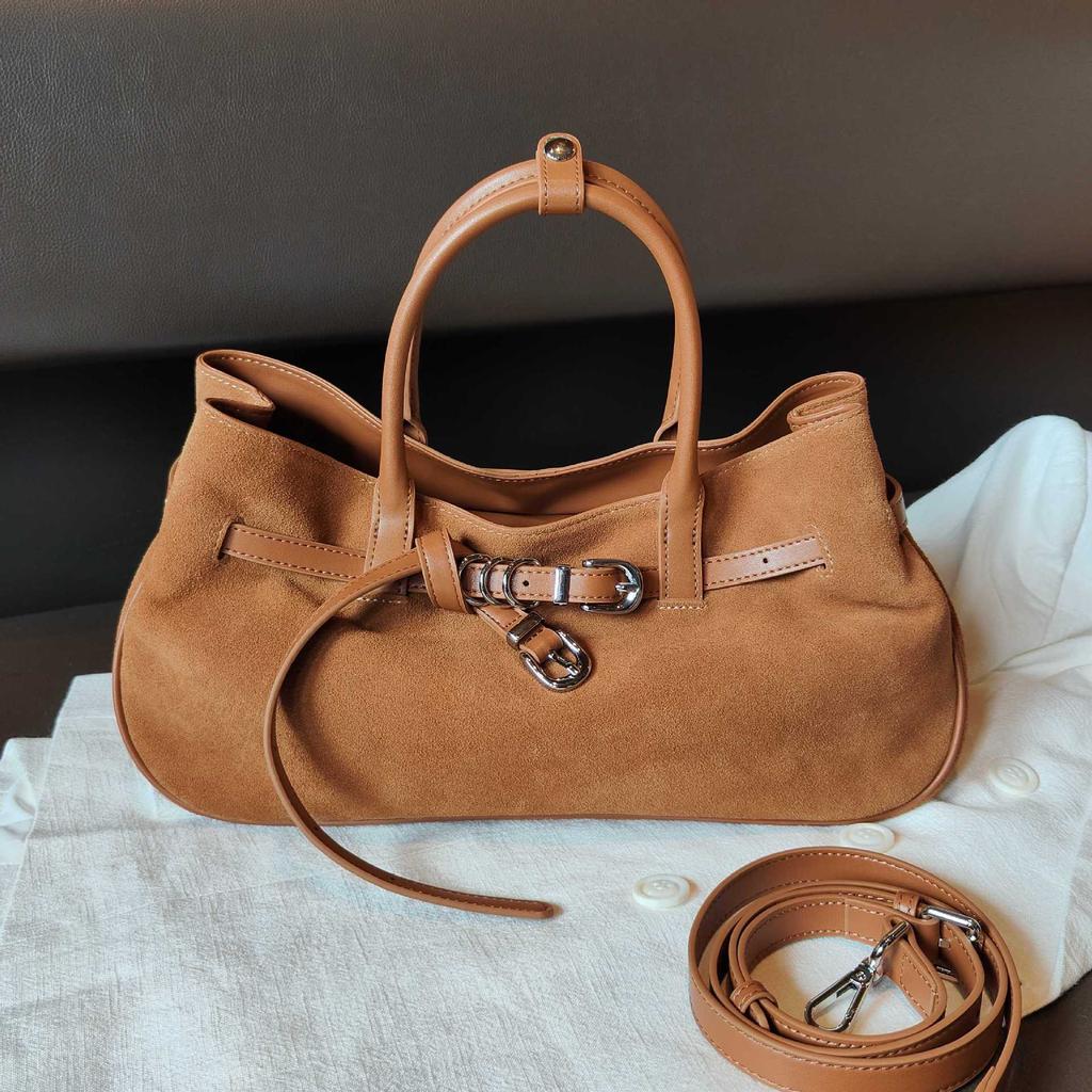 2025 New Style Retro Distressed Cowhide Large Capacity Tote Bag Fashion Casual Minimalist Versatile Single Leather Handbag Women