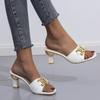 Hot Sale Of The Season New Fashion High Heel Sandals Buckle Chain Square Root Large Size Slippers Women Rubber Upgraded Version