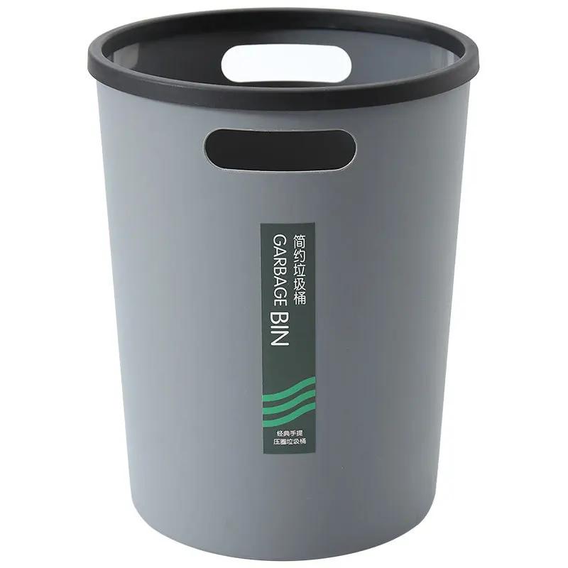 Household Large Thickened Garbage Can Binaural Portable Round Storage Box Pressure Ring Without Cover Kitchen Trash Bin