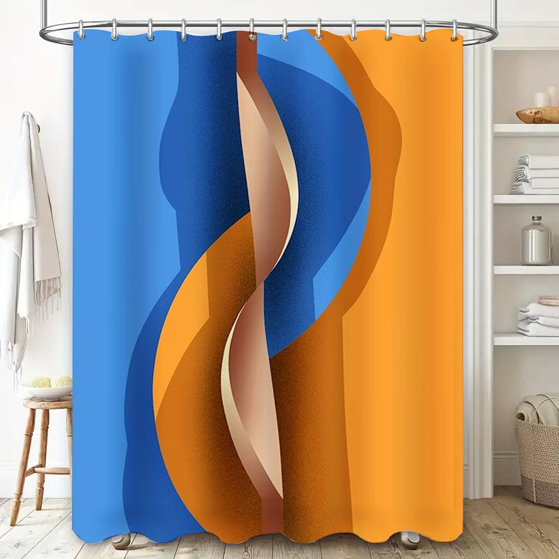 Modern Colorful Shower Curtain with Waterproof Fabric for Bathrooms Decor Orange Blue Gradient Pattern Available in Custom Sizes