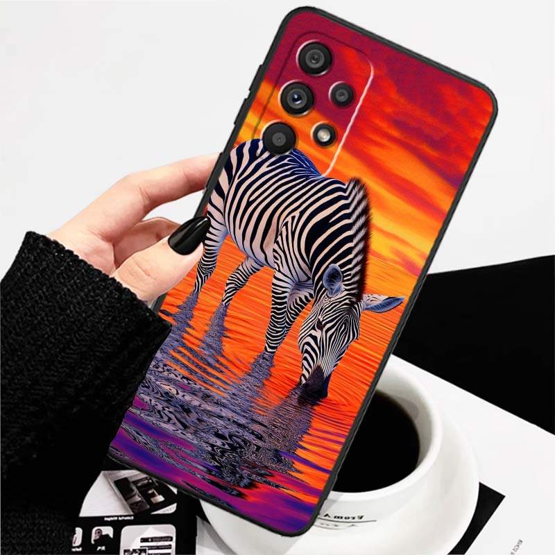 Cartoon Anime Tiere Handyhülle Für Samsung A73 A72 A71 A55 A54 A53 A52 A51 A13 A22 A16 A15 A12 A14 A26 A07 5G Schwarz
