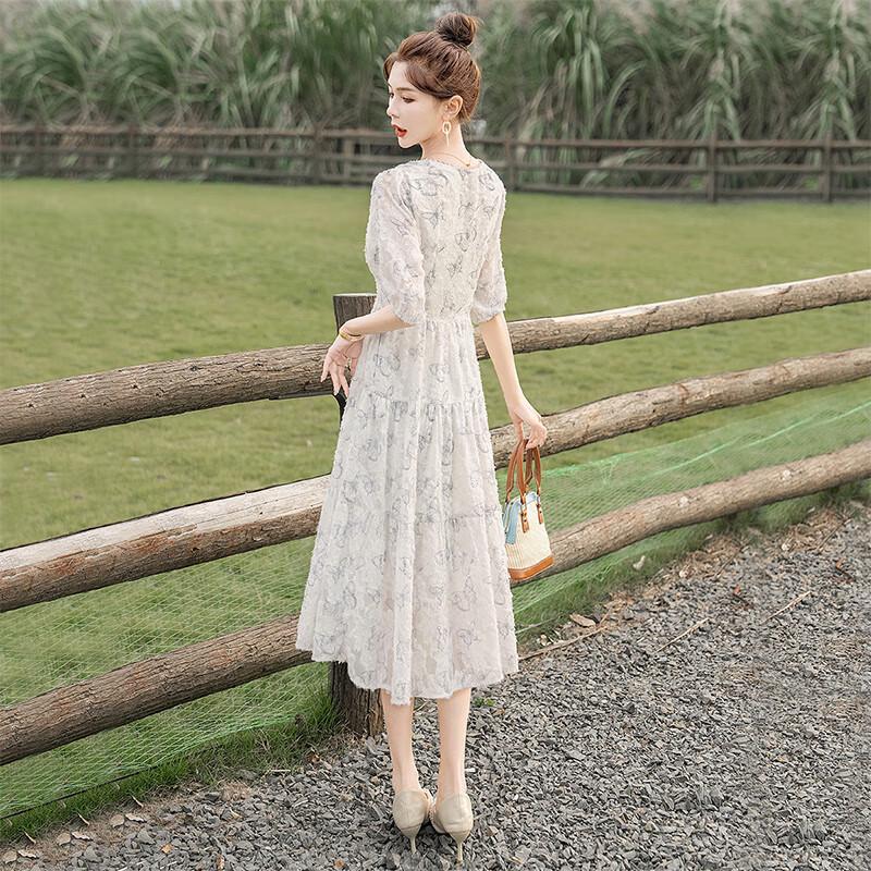 Women's V-Neck High-Waist Midi Dress