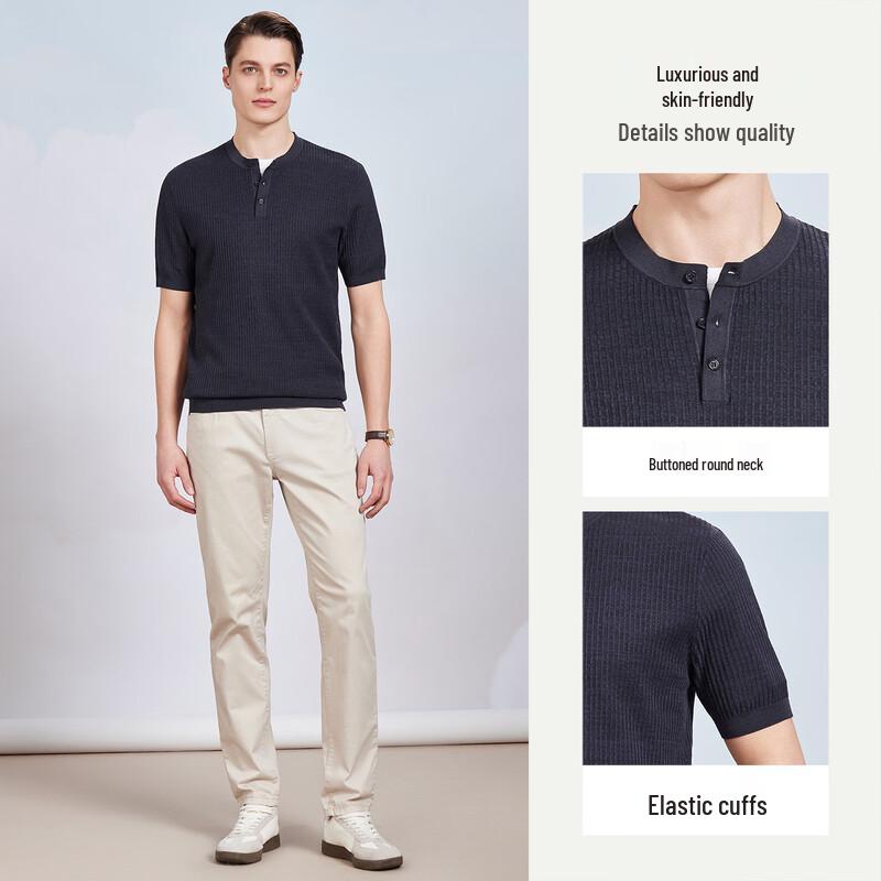 Antonio Herren T-Shirt mit kurzen Ärmeln, 100% Baumwolle, gestrickt