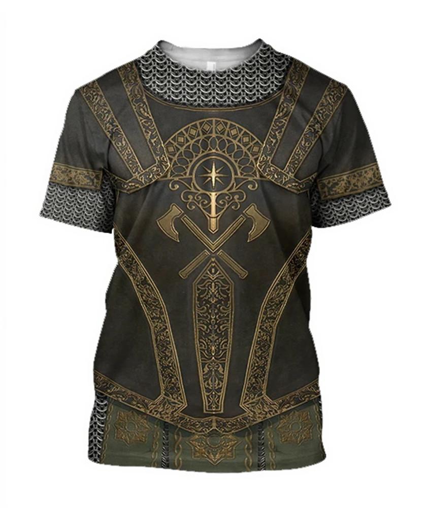 T-Shirts Ritter Mittelalterliche Rüstung 3D-Druck T-Shirt Kinder Rundhals Sommer Mode T-Shirt Junge Mädchen Unisex Hip Hop Lockere Kleidung