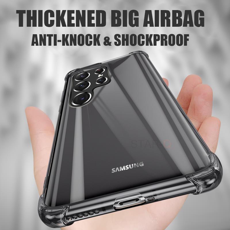 S 23 22 21 20 Airbag Shockproof Black Transparent Case For Samsung Galaxy S23 S22 S21 S20 Fe Plus Ultra g Silicone Back Cover