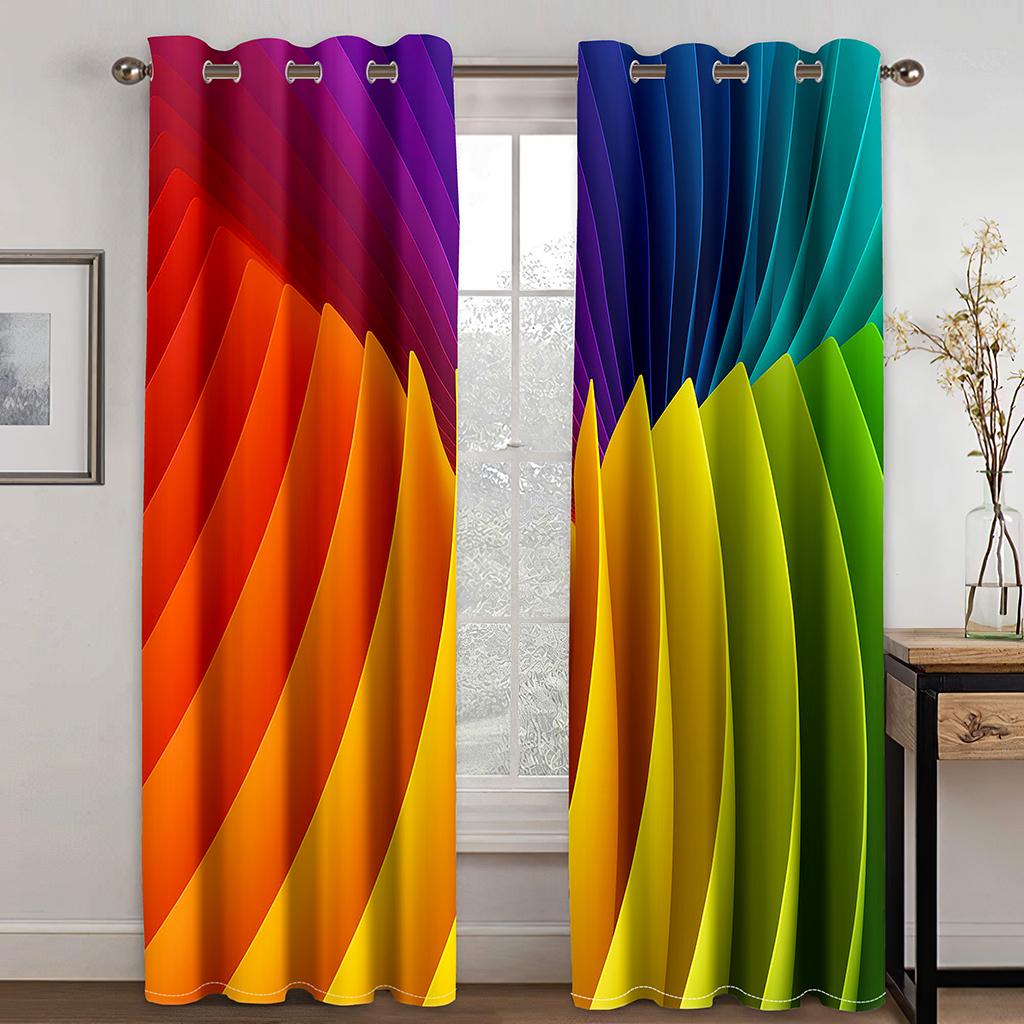 Living Room Space Bedroom Home Decor cortinas for Cheap Dazzlingly Vibrant Rainbow Free Shipping 2 Panels Sleek Window Drapery Perfect