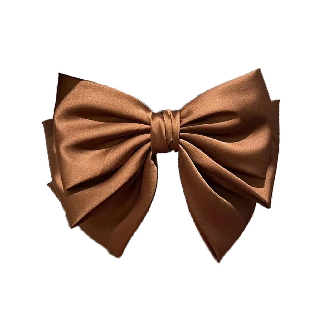 Female Satin Bow Hairpin Ponytail Clip Two-layer Bowknot Ribbon Spring Clip Temperament Accessories Korean Fashion Elegant