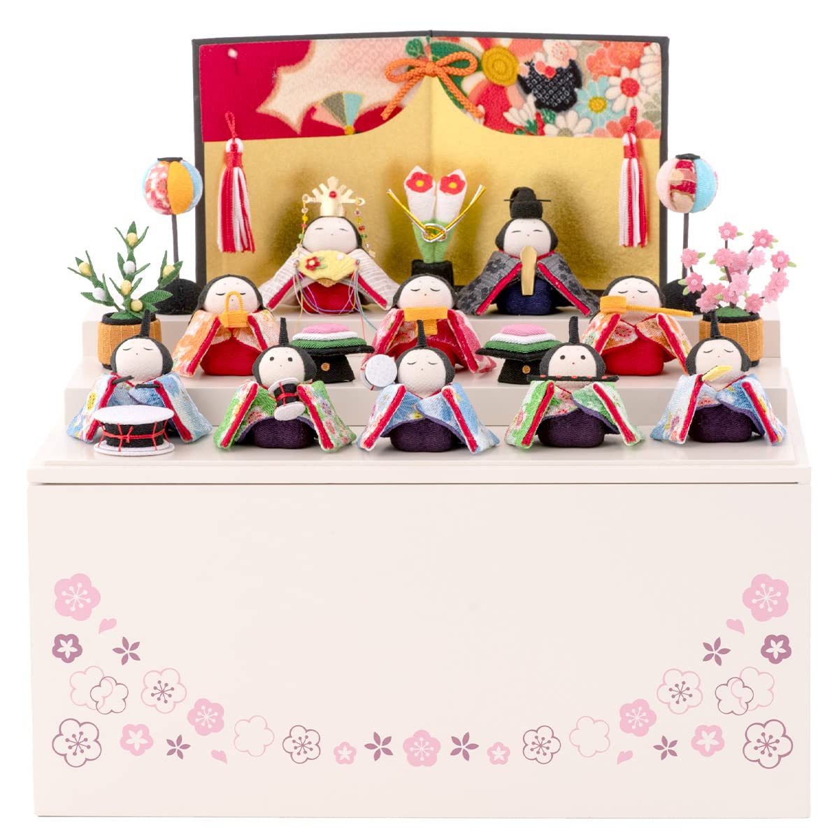 

Compact and cute Hina storage Reihana Hina 30cm authentic Hina dolls dolls, Ryukodo, three-tiered display, (white), wide, (FUN fun) белый