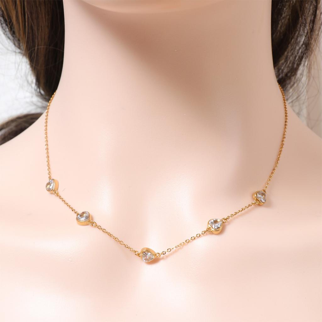 Fashion Retro Love Zircon Series Necklace Earring Bracelet Set