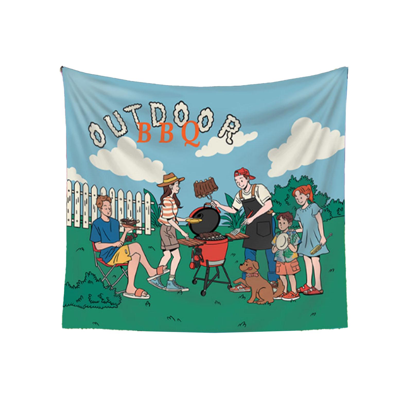Ins Style Camping Background Cloth Camping Wall Hanging Tapestry Outdoor Aesthetic Decorative Cloth 3130X150CM