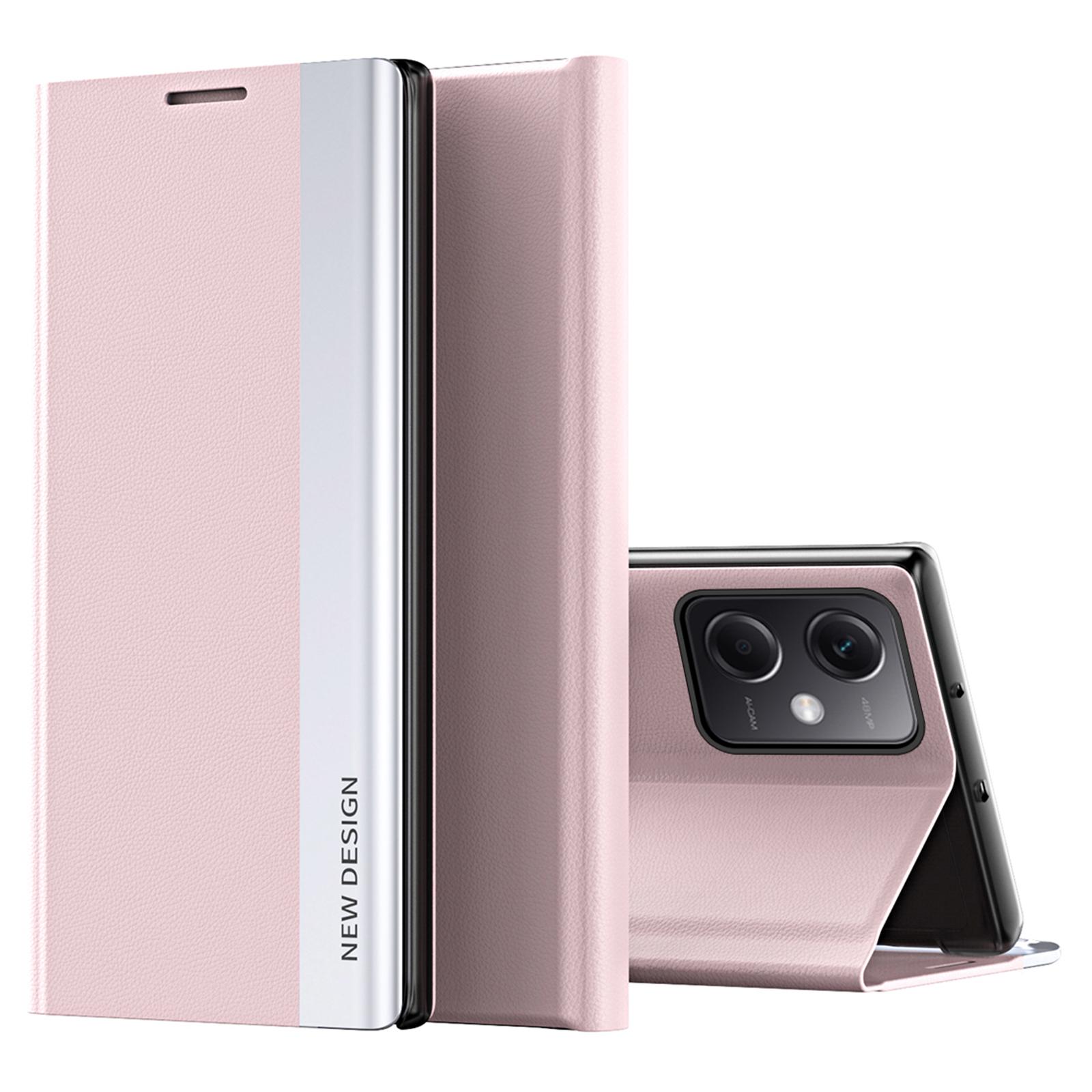 

For Xiaomi Poco X5 Pro 5G/Redmi Note 12 Pro Speed 5G/Note 12 Pro 5G PU Leather Stand Phone Case Electroplating Smartphone Cover Pink