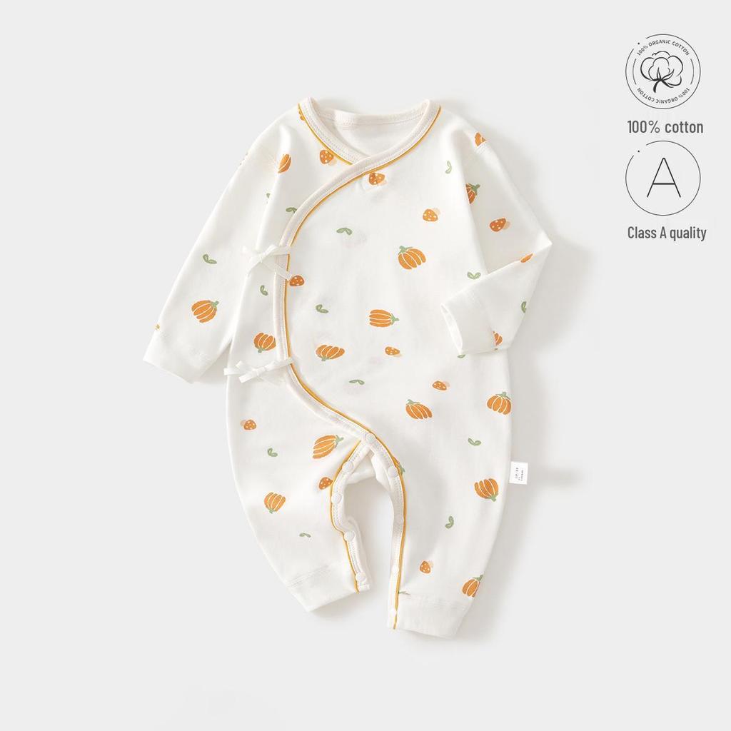 Baby Cotton Bodysuit: All-Season, Side Snap, Long Sleeve Homewear & Outdoor Crawling Outfit