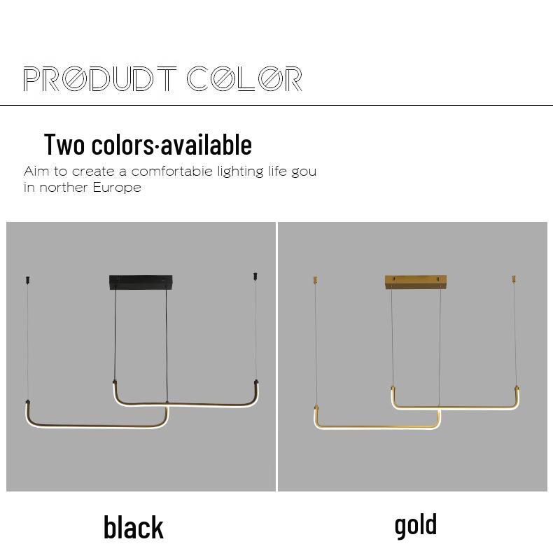 Minimalist Italian Black LED Chandelier: Sleek Long Strip for Restaurant, Bar, Office