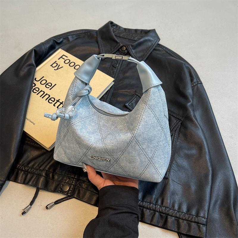 Portable Underarm Bag, Shoulder Messenger Bag, Retro Dumpling Bag, High-End Denim Small Bag.