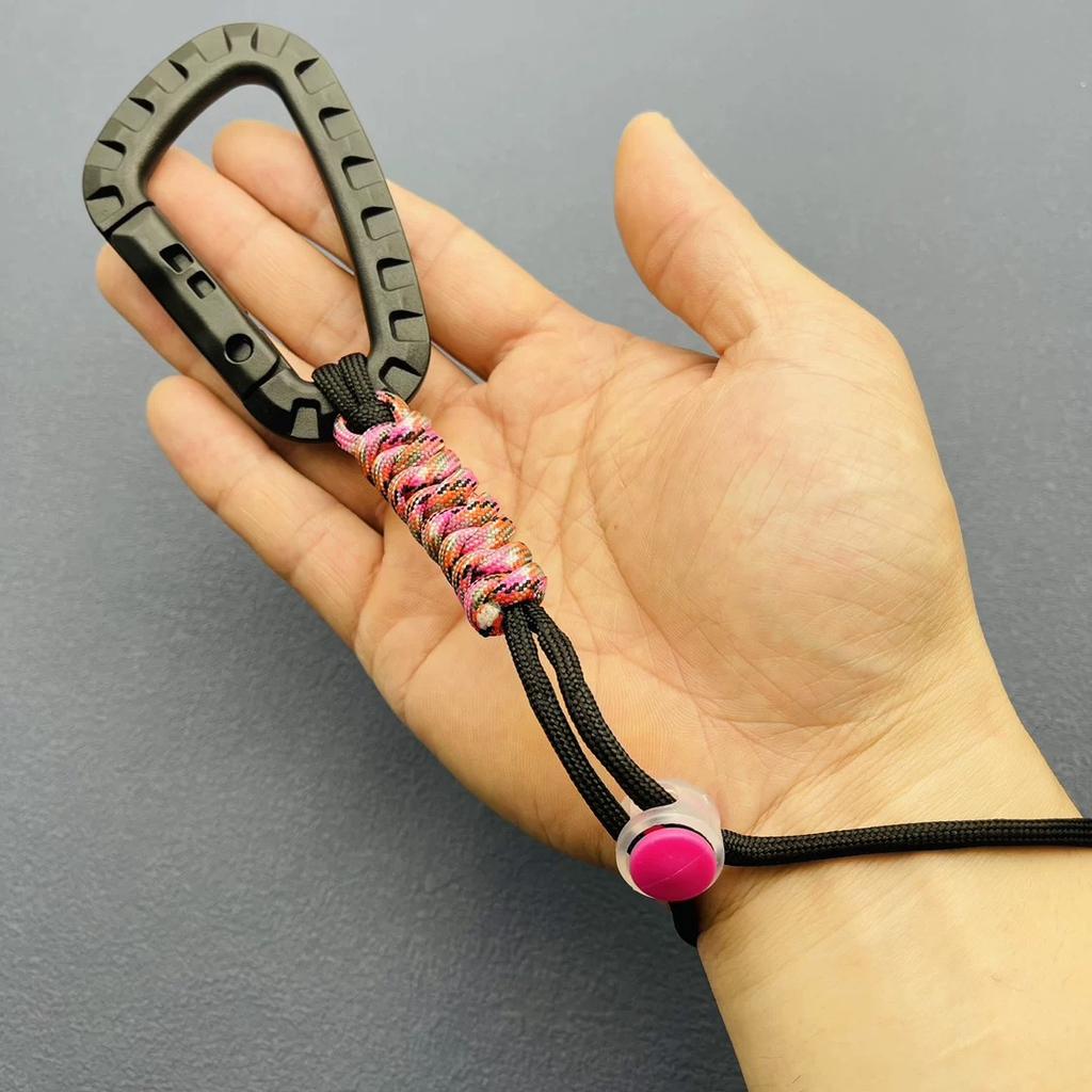 Hand-woven Paracord Carabiner Anti-lost Adjustable Keychain Outdoor Hiking Tools Kettle Buckle Hooks Backpack Accessories
