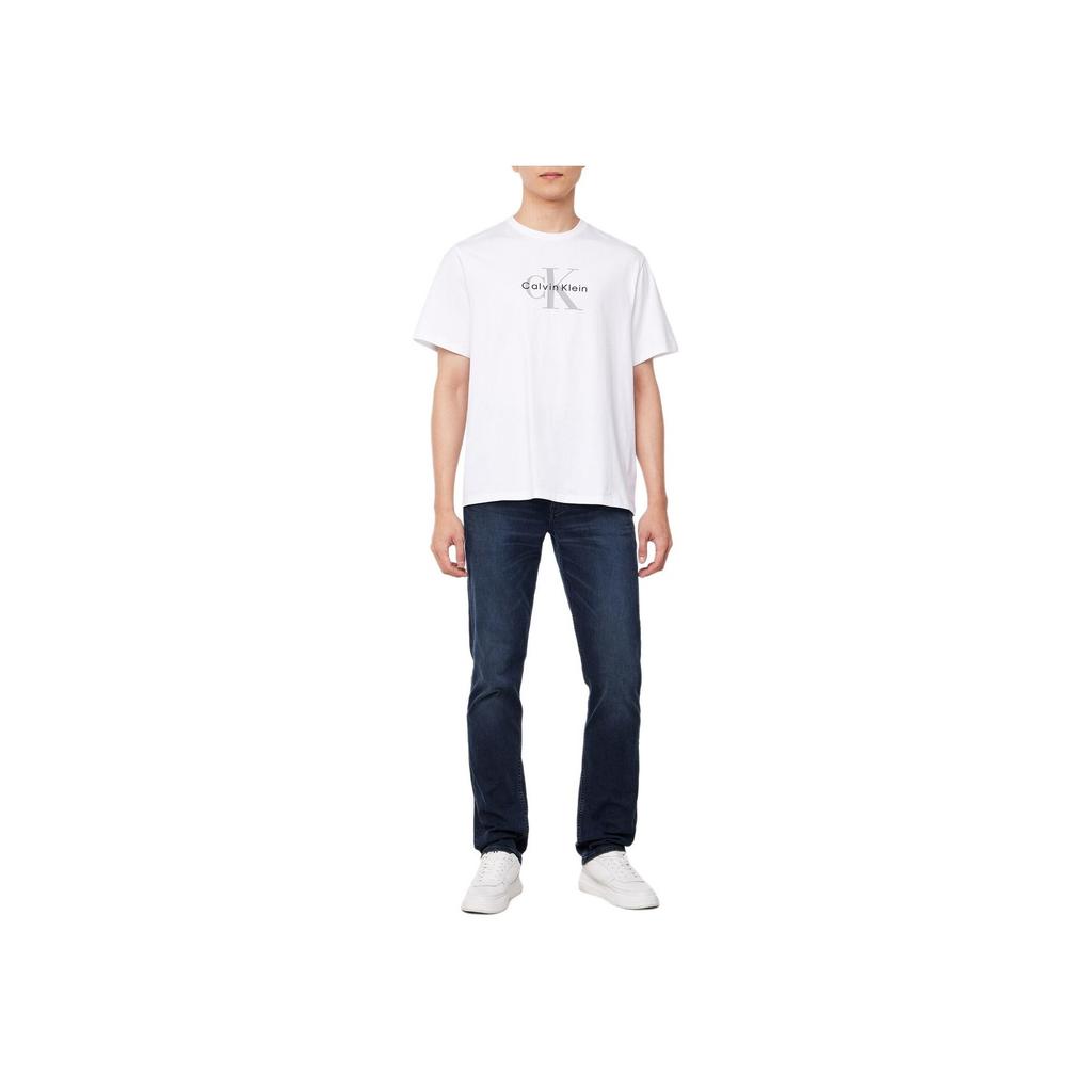 Calvin Klein Crew Neck Letter Short Sleeve T-Shirt Men Tops White 4RB862G-YAA
