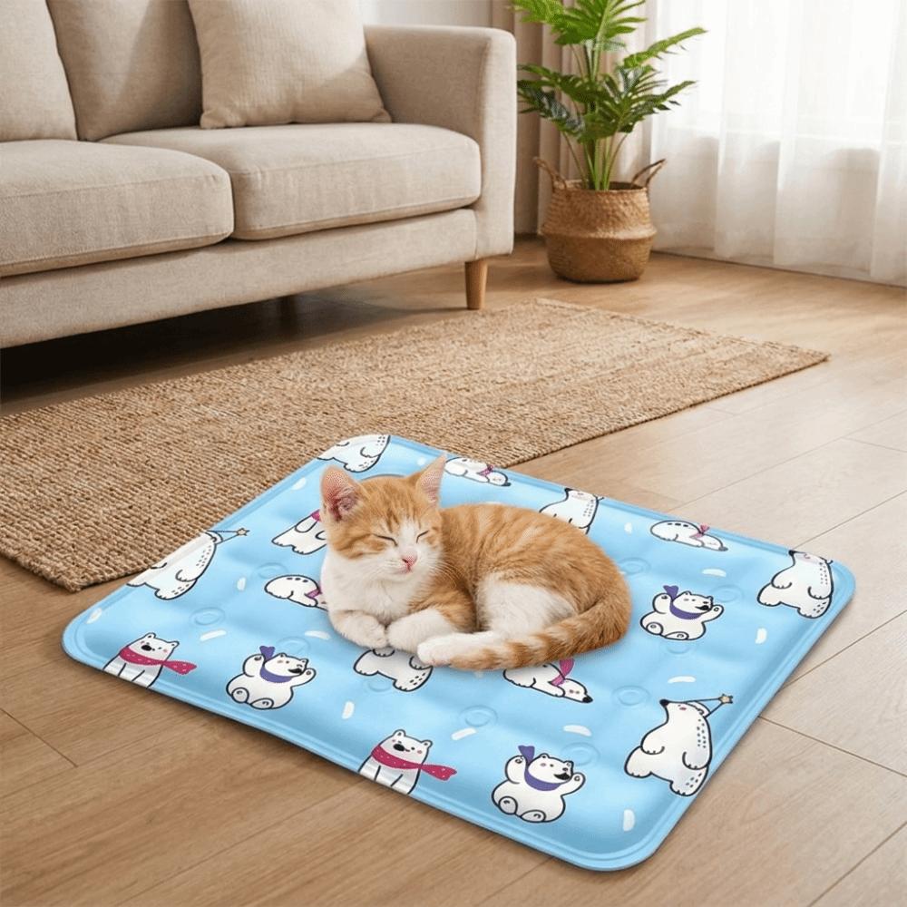 Portable Cartoon Pet Cooling Mat Non-Slip Self Added Water Cat Sleeping Pad Anti Bite Moisture-proof Pet Ice Cushion Summer