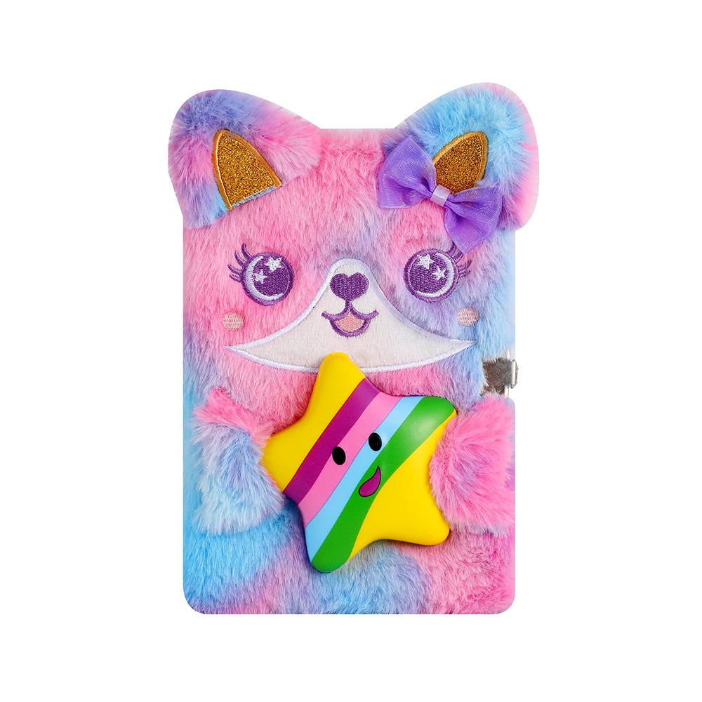 A5 Cartoon Plush Children's Diary with Lock - Cute Girls' Journal for Stress Relief and Gifting