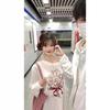 White Off-Shoulder Graffiti Print Long-Sleeve Blouse with Drawstring