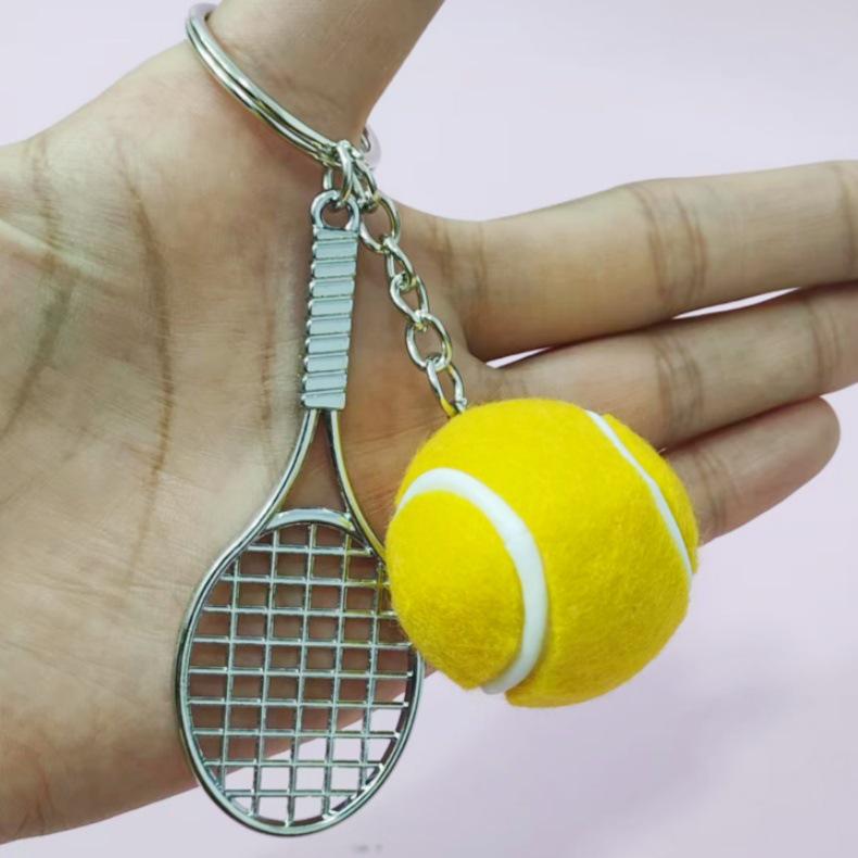 Creative Tennis Racket Keychain Pendant - Sports Gift & Backpack Accessory
