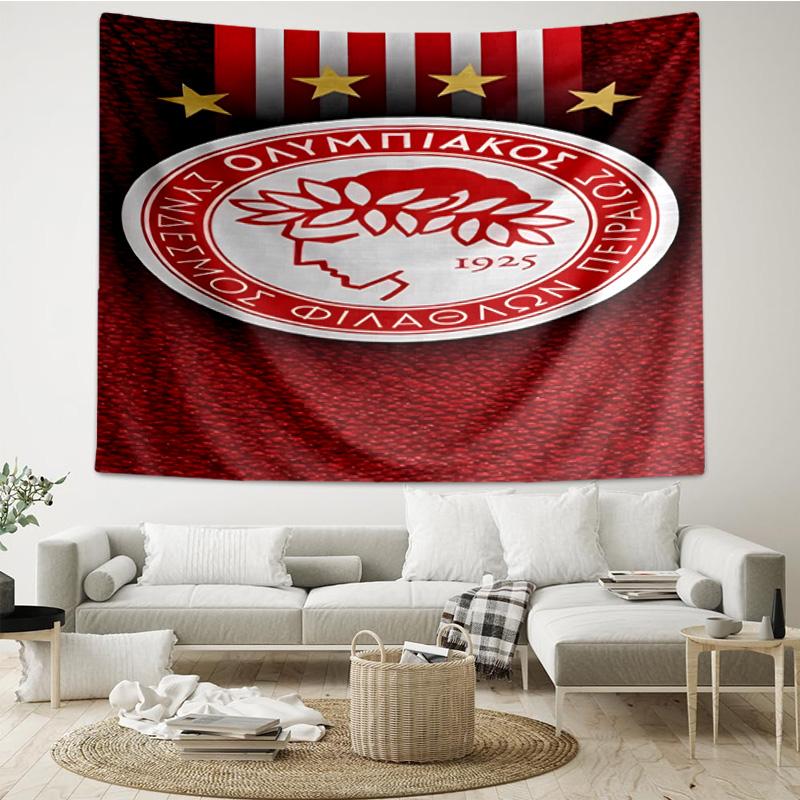 Olympiacos Fc: Red And Black Pride Tapestry Room Decoration Wall Hanging for Living Room Bedroom, Dormitory, Birthday and Christmas Gifts