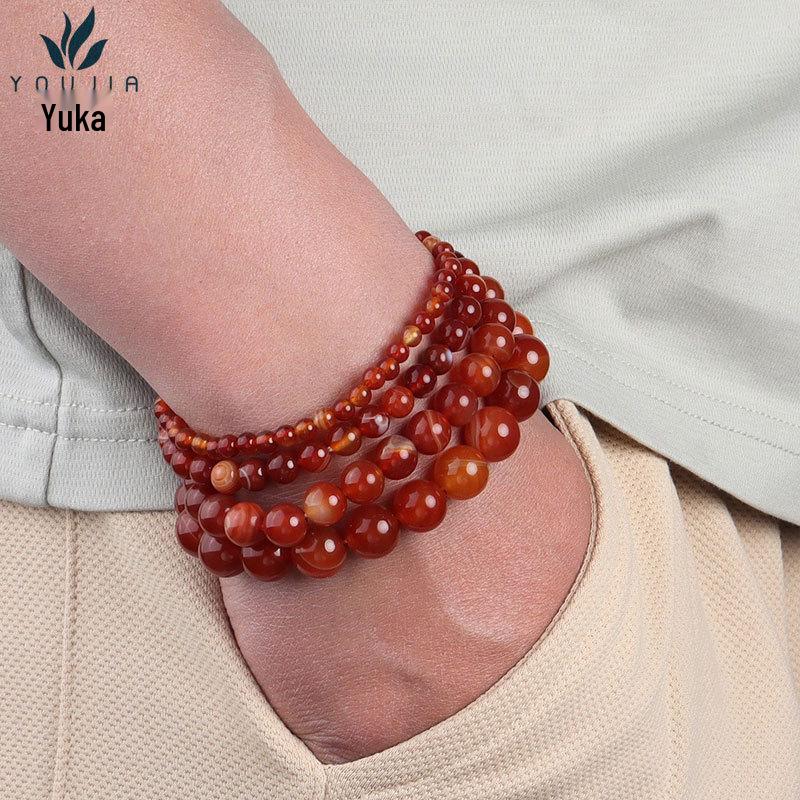 

Red Striped Agate Handmade Bracelet for Women s Whitening and Style