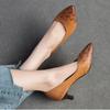 Johnature Pantofi cu toc cu varf ascutit Pantofi de dama de moda din piele naturala