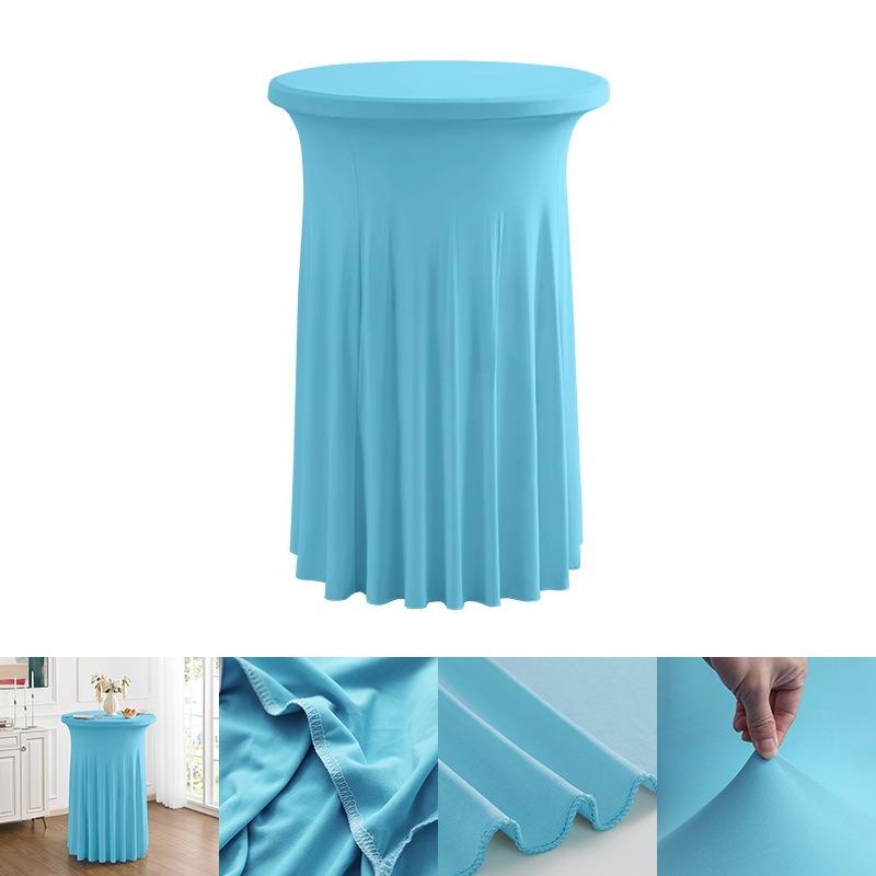 60/70/80cm Cocktail Table Skirts Stretch Spandex Fitted Tablecloths Wrinkle-Resistant Washable for Weddings Parties Banquets