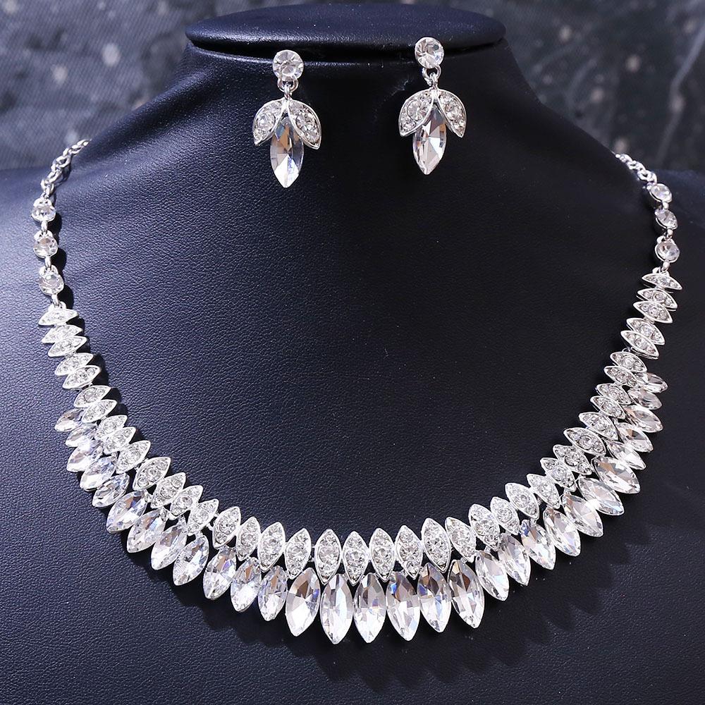 DIEZI Elegant Luxury Crystal Tiara Necklace Earrings For Women Wedding Party Fashion Bridal Bride Rhinestone Crown Accessories