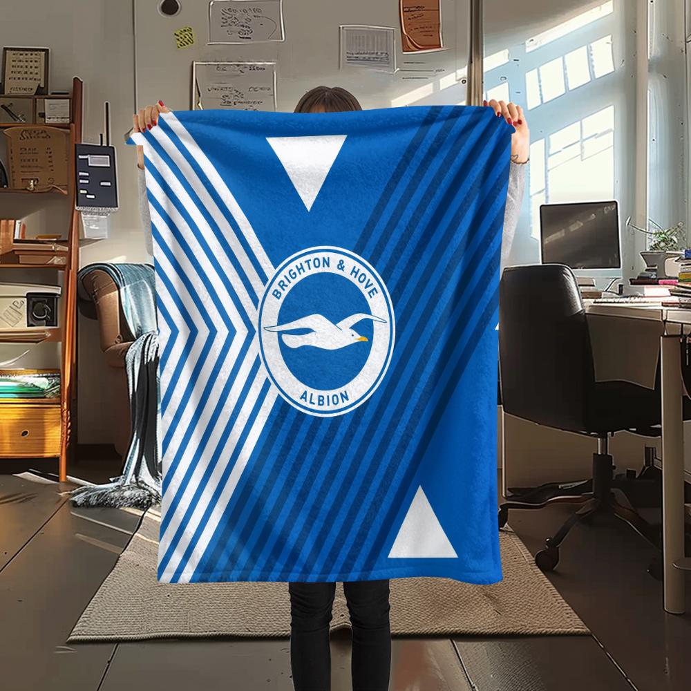 Brighton Team Logo,pattern Flannel Blanket, High Quality Comfortable for All Seasons, Home Decor, Warmth and Comfort, Perfect for Gifts.