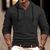 Men's Casual Long Sleeve Hooded Pullover with Drawstring and Buttons for Autumn/Winter