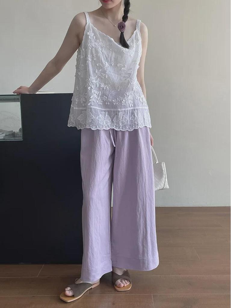 Sweet Lace Jacquard Suspenders Top for Women's Spring/Summer 2025 - YL201