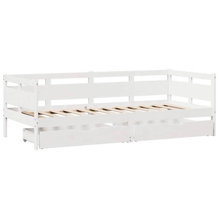 VidaXL Day Bed and Drawers Without Mattress White 90x200 Cm Solid Wood 3302115