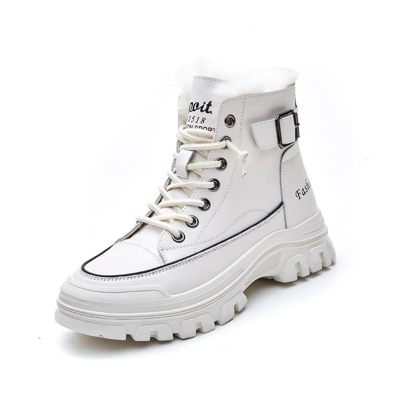 

Модные зимние ботинки Женские Осенне-зимние Новые Флисовые Утепленные Универсальные Женские Ботинки Кроличий Мех Голенище Ботинки Мартин Тренд 40