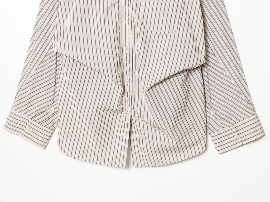 European Spring 2026 Women's Striped Batwing Long Sleeve Loose Shirt