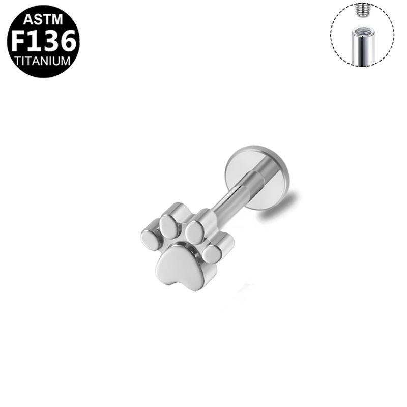 F136 Titanium Alloy Flower Lip Ring & Ear Stud