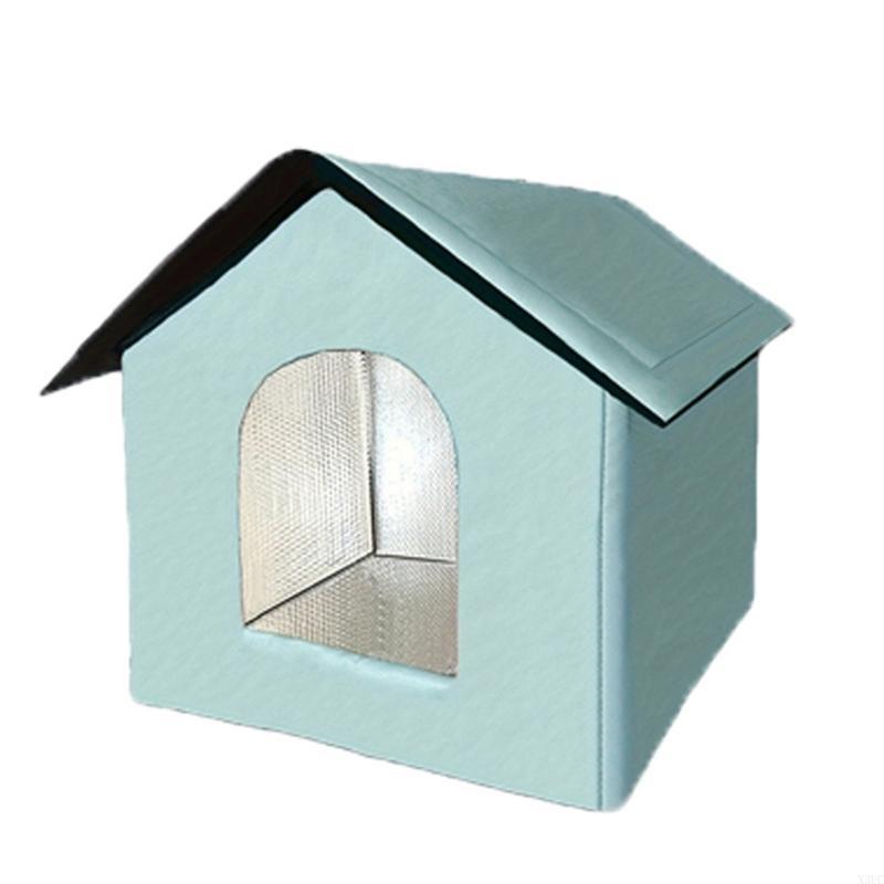 

Weatherproof Insulated Ferals Cats House Easy to Put Together,Selfwarming Cats Shelter for Winter Outdoor Cats X3UC S озеро синий