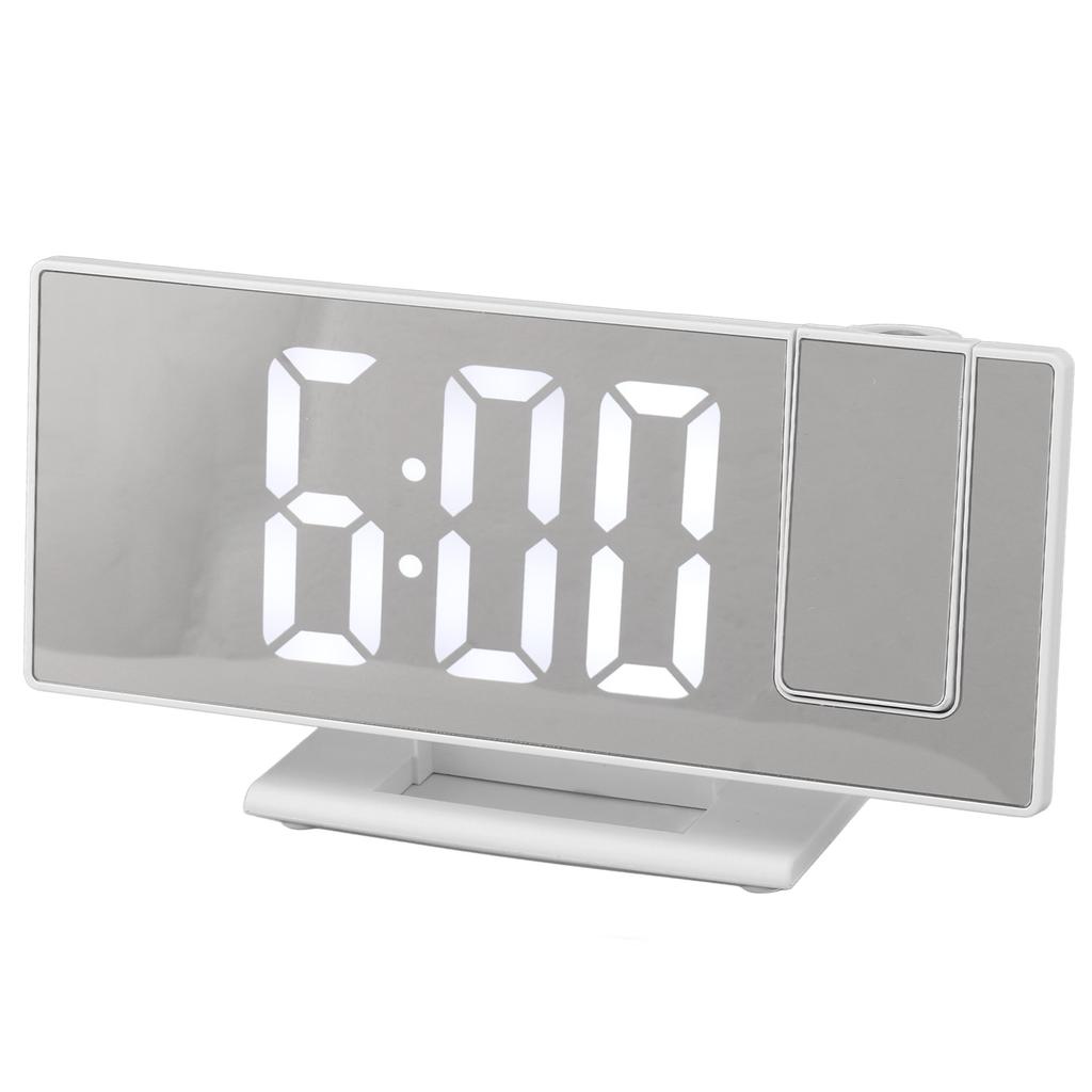 Digitaler Projektionswecker für Schlafzimmer Große LED-Anzeige Spiegelprojektionswecker Weiß