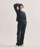 Willy War Studio Puff Sleeve Crop Sweatshirt Set [Navy Black]
