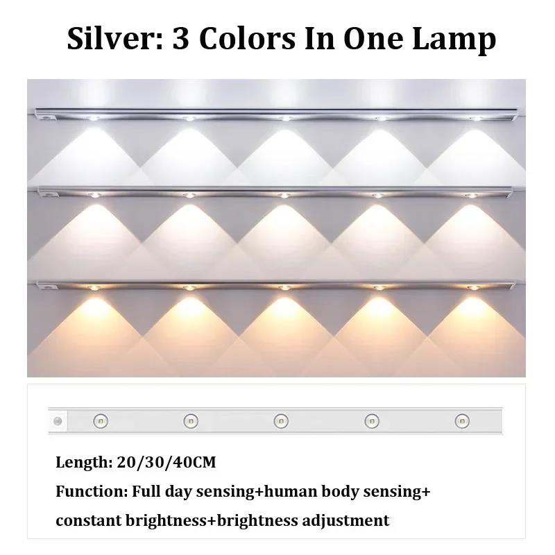 Night Light With Motion Sensor Rechargeable USB LED Strip Lights For Bedroom Bedside Table Kitchen Cabinet Lamp