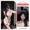 Sexy Bunny Temptation Lace Lingerie Set with Open Crotch Pajama Style.