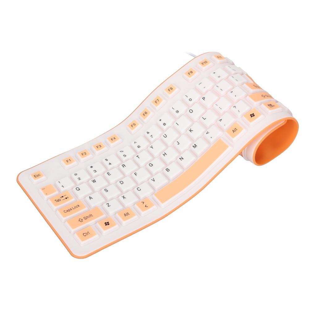 106 Keys USB Wired Keyboard Waterproof Silent Keyboard Portable Silicone Keyboard  Office Travel