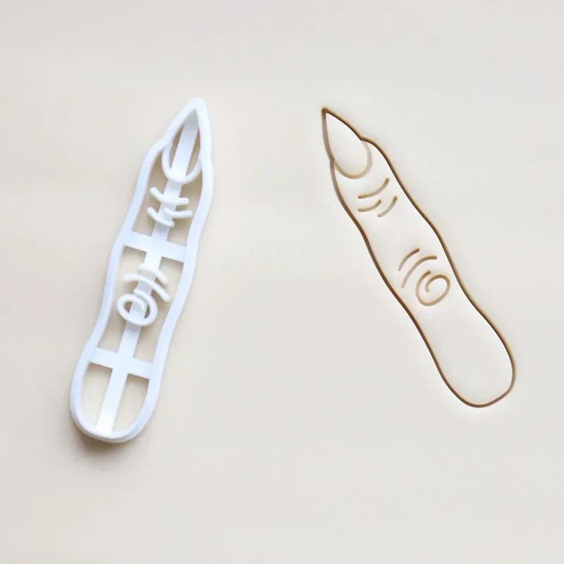 

Witch Halloween Cookie Cutters Finger Hat Pot Shaped Halloween Themed Pressable Biscuit Mold Cookie Stamp Embosser Baking Pastry